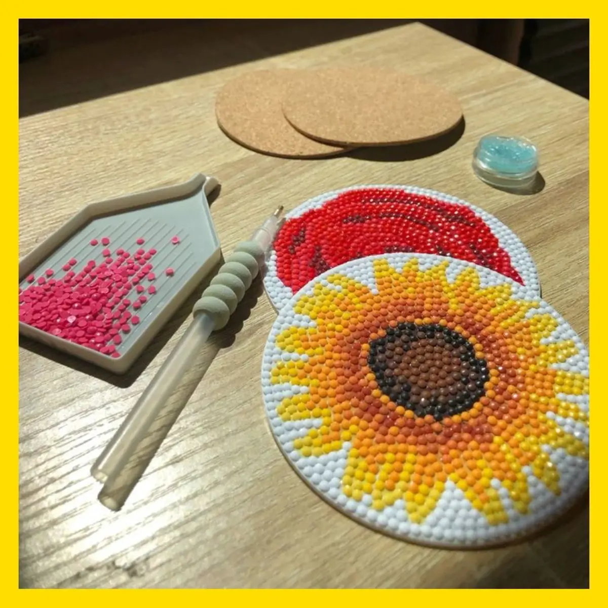 A sunflower made with diamontes