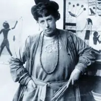 Frances Hodgkins circa 1920, during an exhibition of her work at the Hampstead Gallery, London. Gill Shadbolt Collection, Alexander Turnbull Library, Wellington, NZ (F-67624-1/2) thumbnail
