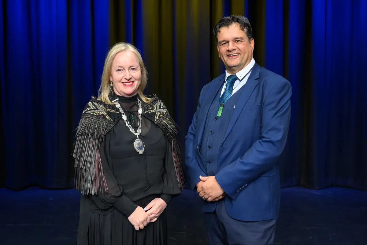 Mayor Janet Holborow and Deputy Mayor Martin Halliday at the inaugural Council meeting on Thursday 30 October 2025. 