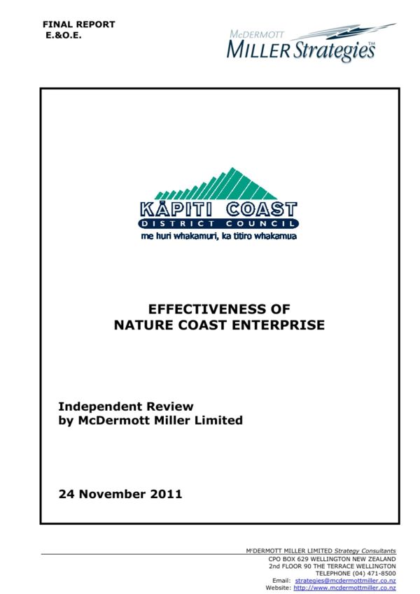 Mcdermott Miller Limited, 2011 – Independent Evaluation Of The Effectiveness Of Nature Coast Enterprise