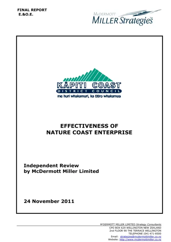 Mcdermott Miller Limited, 2011 – Independent Evaluation Of The Effectiveness Of Nature Coast Enterprise