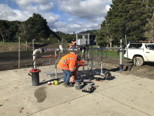 Staff working on the Hautere water treatment plant