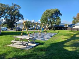 Bluegum Play Space picnic table and swings