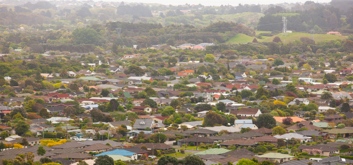 Aerial view of houses in Waikanae.