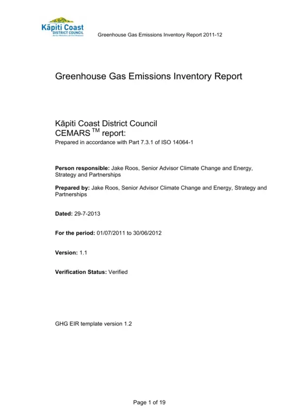 CEMARS GHG Emissions Inventory Report 2011 12