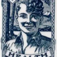 Black and white die proof of two penny blue Smiling Boy Health stamp, 1931 thumbnail