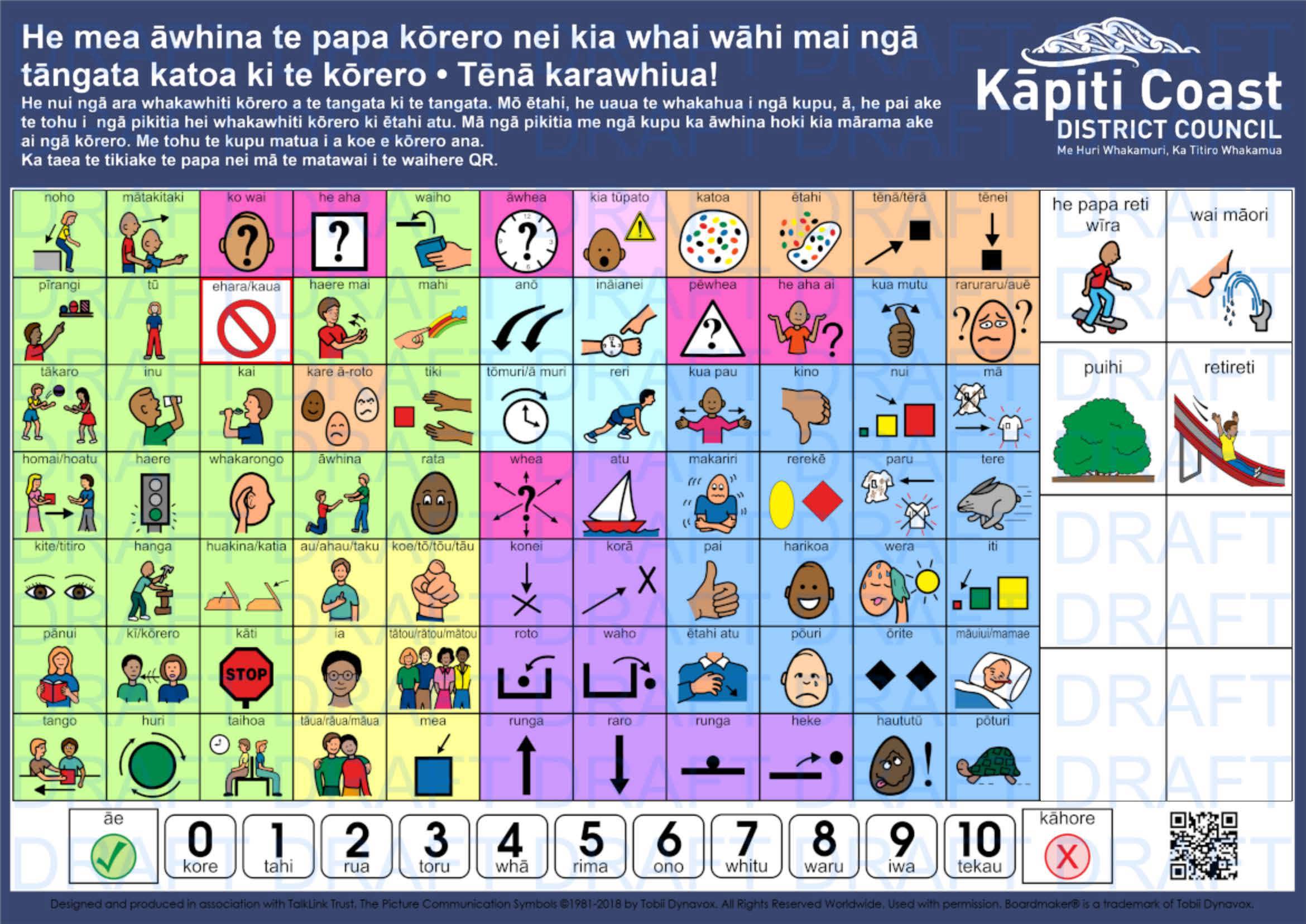 Playground communication board in Māori