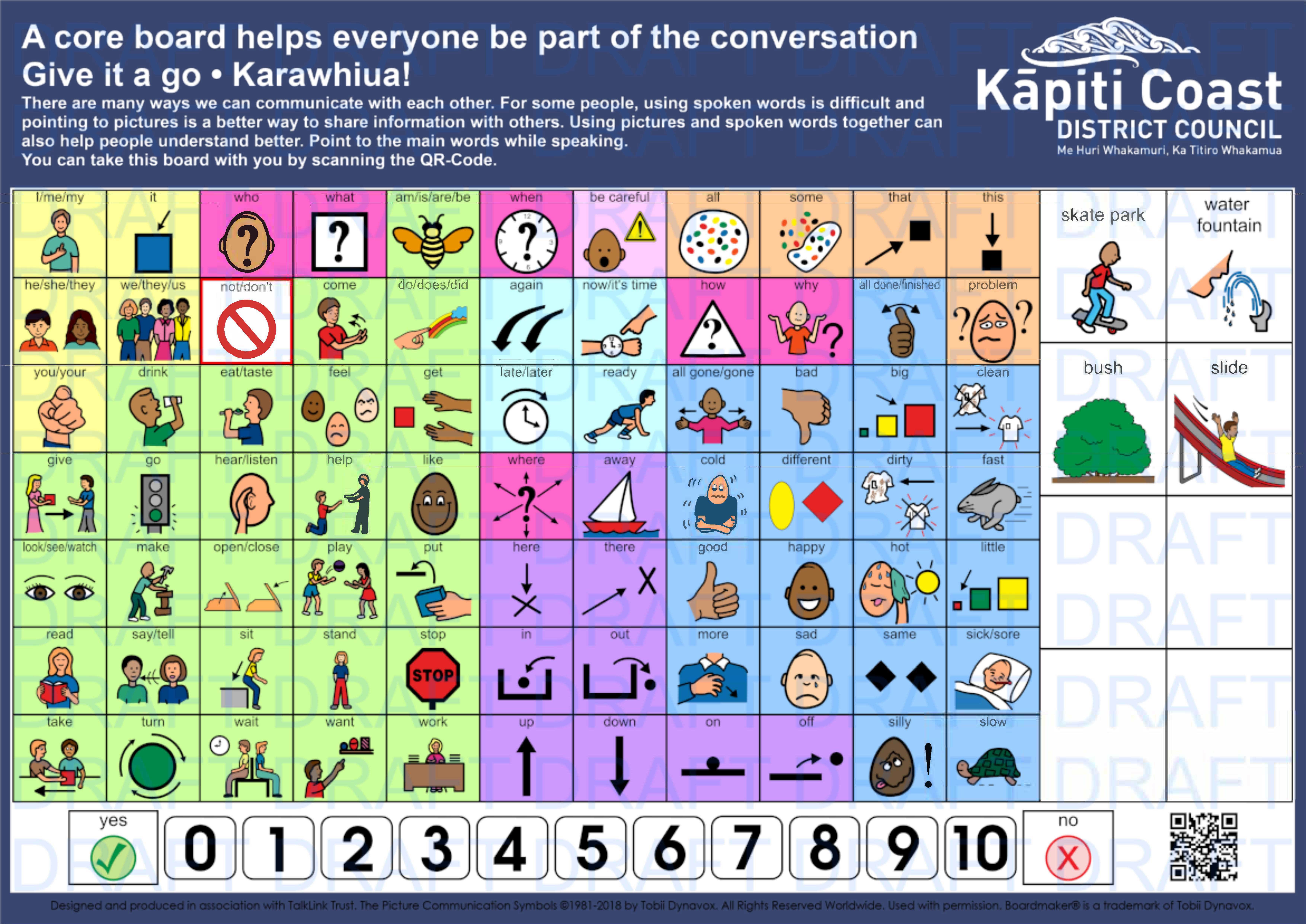 Playground communication board in English