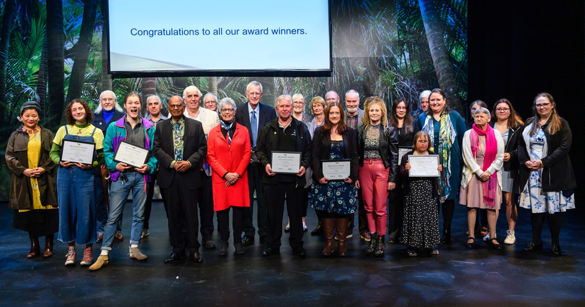 Photo of the winners of the 2021 Civic and Community Awards, with Mayor Guru