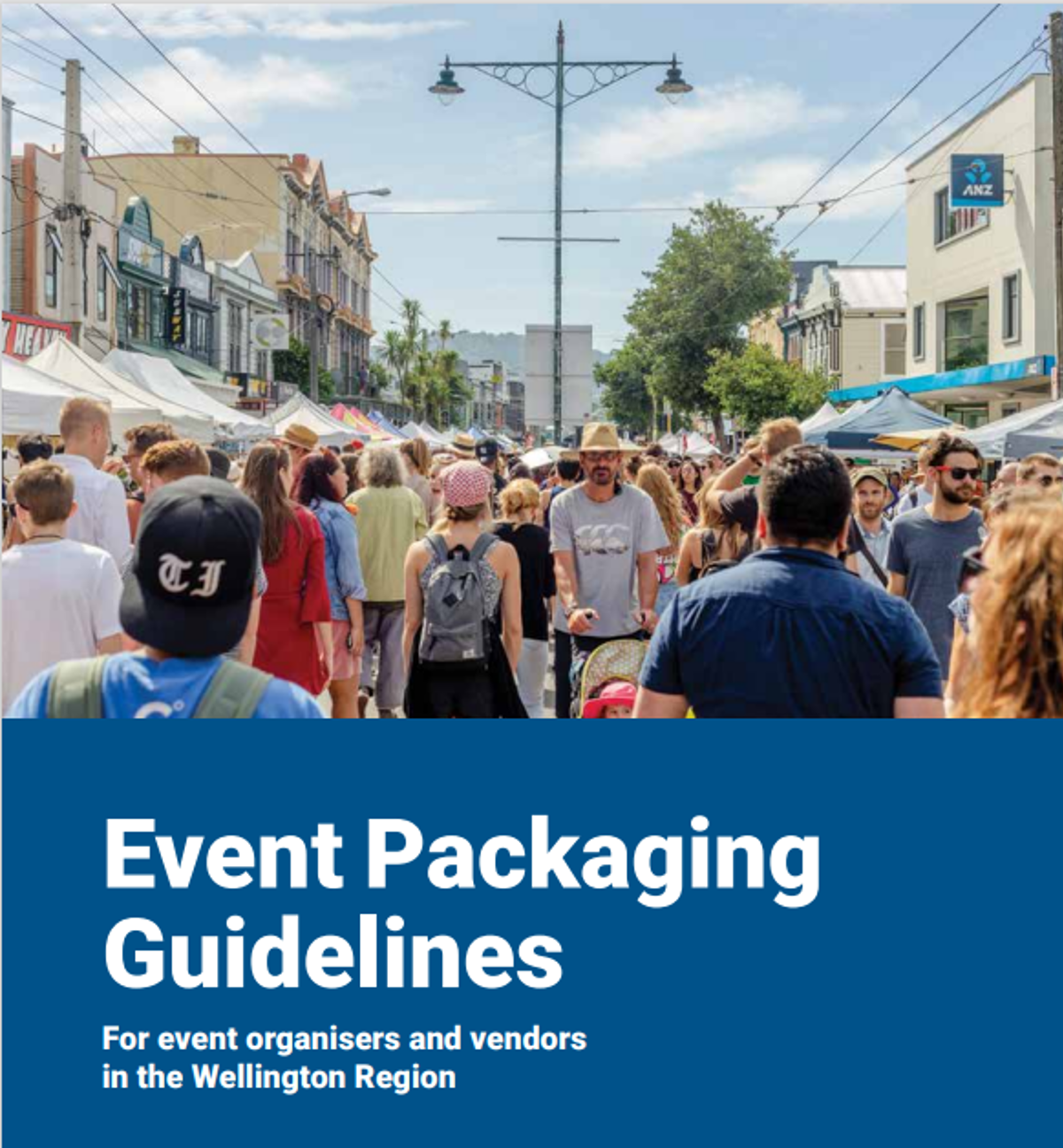 Cover of Event Packaging guidelines brochure – for event organisers and vendors in the Wellington Region.