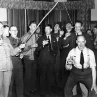 A farewell party in the homestead, used as the US Marines Mess during World War 2, Paekākāriki, ca 1942 Hp 516, D Cameron Collection, Kāpiti Coast district Libraries thumbnail