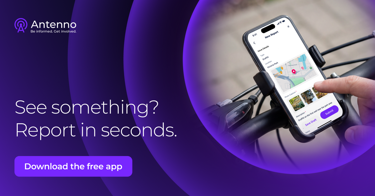 Antenno – See something, report in seconds. Download for free from your app store or google play account