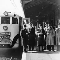 Railway officials beside the first standard railcar, Paekākāriki Railway Station, ca 1939. HP 1512 Buckley Collection, Kāpiti Coast District Libraries thumbnail