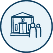 icon of a community hall and people