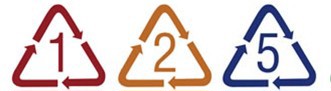 recycling symbols 1, 2, 5