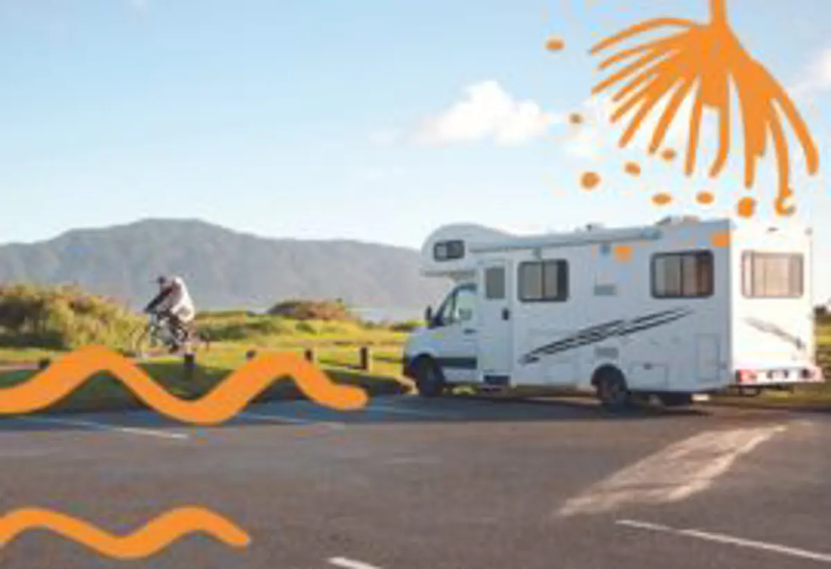 Camper van parked on beach front
