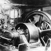 A new suction gas engine working on coal at the Browns' Flax Mill in Waikanae, 1916. Hp 1373, Brown Collection, Kāpiti Coast District Libraries. thumbnail