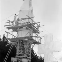 Plastering of the statue during construction Our Lady Lourdes in 1959 thumbnail