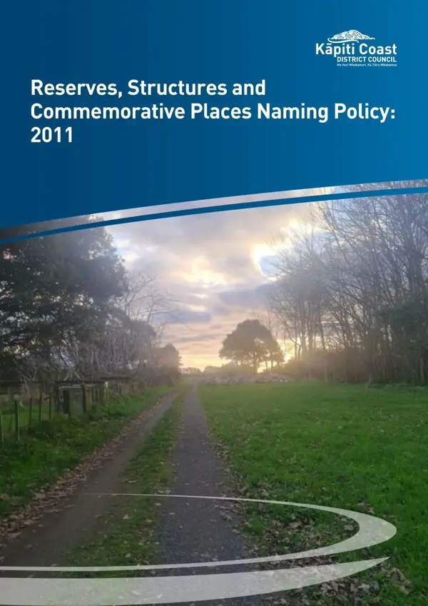 Reserves, Structures And Commemorative Places Naming Policy 2011