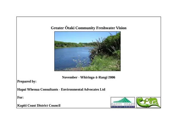 The Greater Ōtaki Freshwater Vision 2006