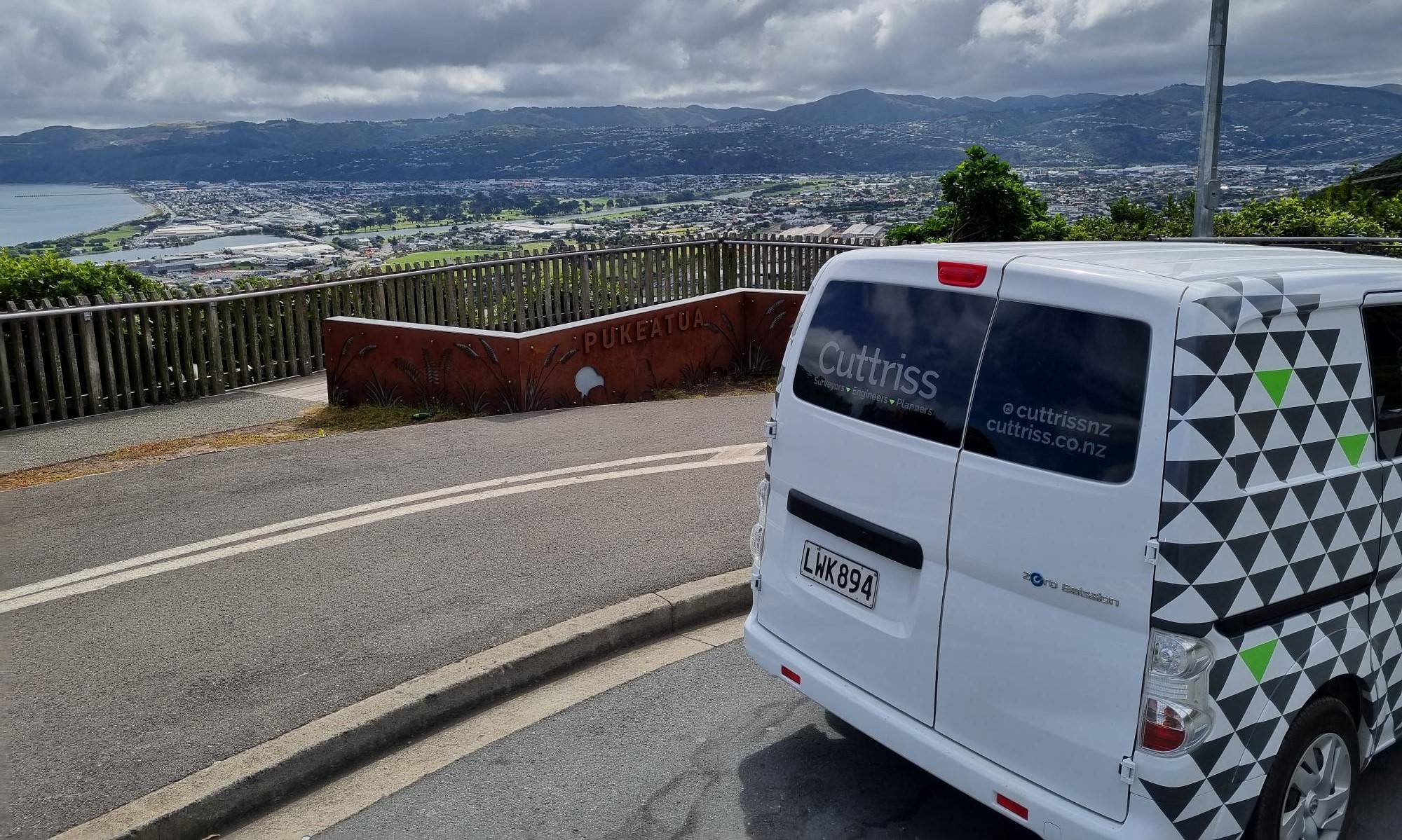Cuttriss van on a hilltop site in Wellington