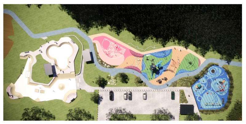 Waikanae Park Skatepark And Playground Birds Eye View Feb 2026