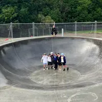 Skatepark users checking out the new skate bowl thumbnail