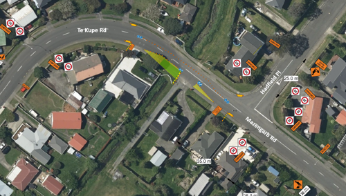 Birds eye view of Mazengarb road showing where roadworks will be