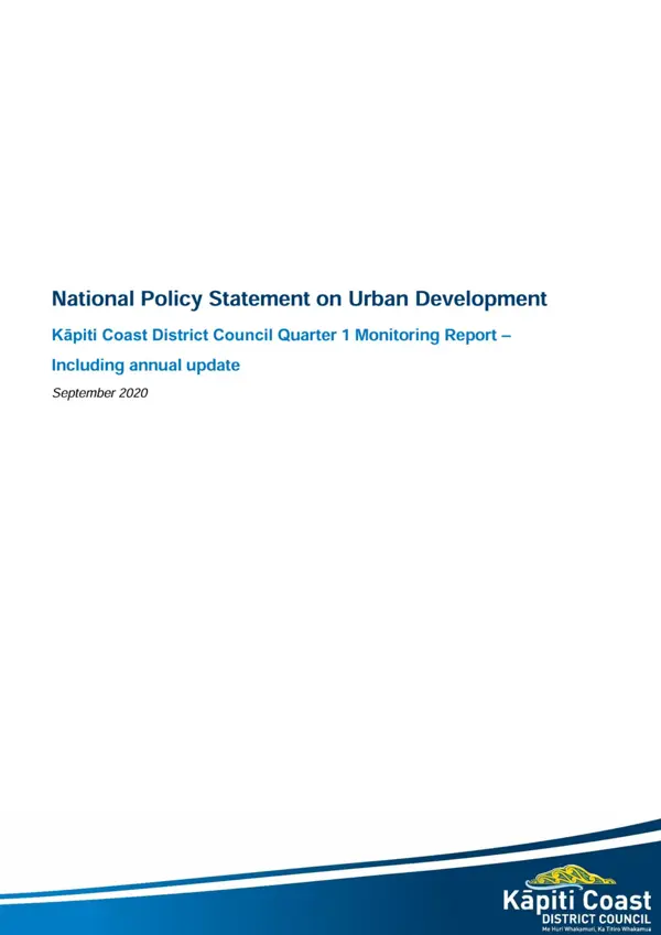 National Policy Statement On Urban Development Monitoring Report 2020 21 Quarter 1