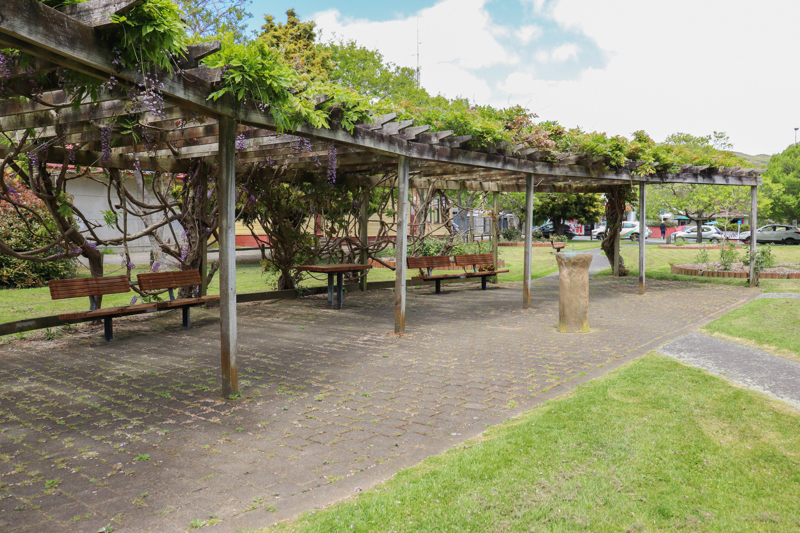 Waikanae War Memorial shaded seating