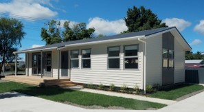 An example of older persons' housing – a small one level weatherboard home with a front deck