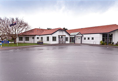 Imagine showing an exterior view of Te Newhanga, the Kāpiti Community Centre.