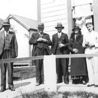 The sale of the farm on 9July 1936. The man on the left is Mr Taylor the Land agent from Ōtaki, then L–R: one of the few photos of Arthur MacKay, Mr and Mrs Gooding and their son Noel. Noel’s wife Elizabeth took the photo. Arthur MacKay died shortly after thumbnail