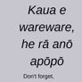Kaua e wareware - Tomorrow is another day - Thumbnail