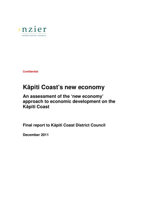 NZIER, 2011 – Kāpiti Coast's New Economy