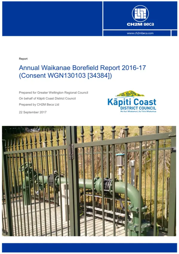 Waikanae River Recharge And Borefield Annual Water Reports 2016 17